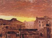 Frederic E.Church, Rooftops at Sunset,Rome,Italy